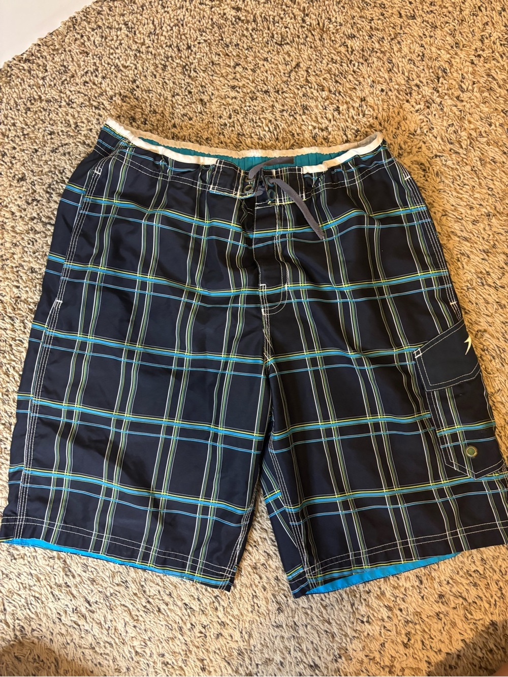 Speedo Men’s Medium Board Shorts Plaid Swim Trunks